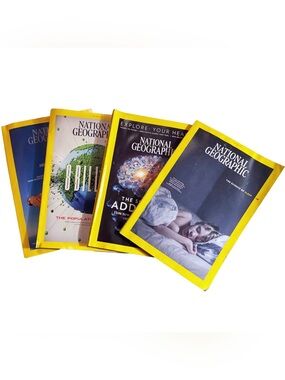 National Geographic Magazine Bundle 4 Issues Humans: Population, Sleep Addiction